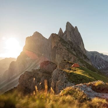 Sunrise on the Seceda with a view of the Odles peaks