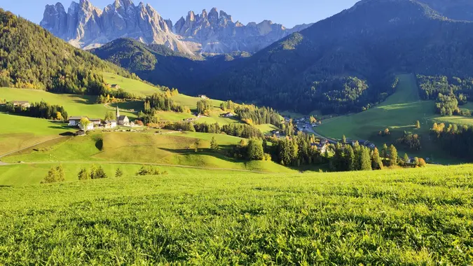 Saint Maddalena Church Amidst the Odle Mountain Range in Val di Funes