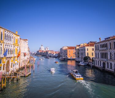 View of the Grand Canal in Venice on a sunny day
