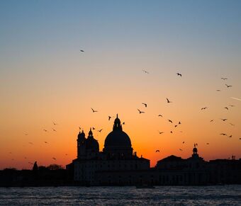 Basilica of Santa Maria della Salute in Venice at sunset