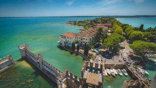 Panoramic view from Sirmione Castle overlooking Lake Garda