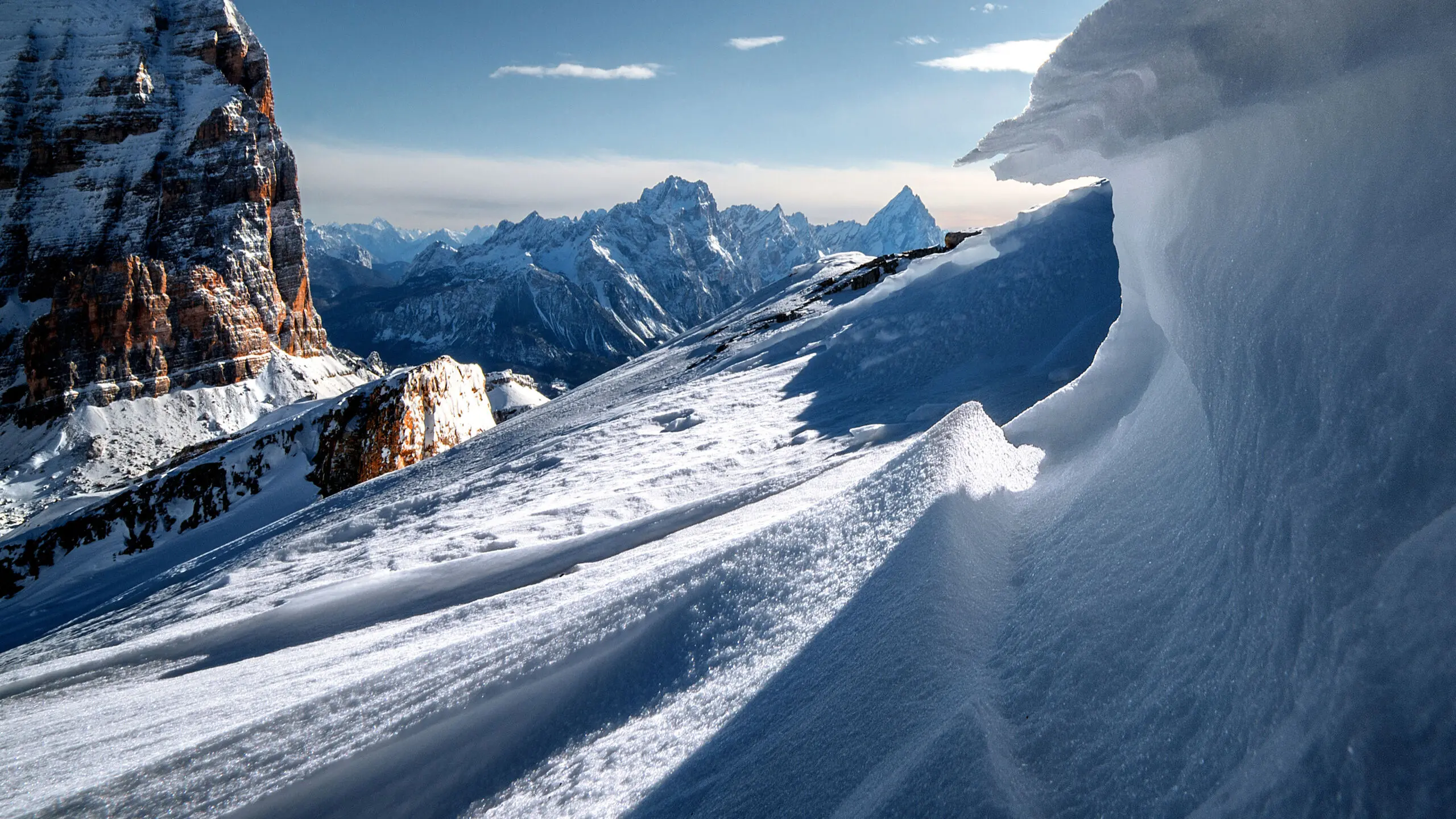 Skiing in the beautiful Lagazuoi area, part of the biggest ski resort of the world, the Dolomiti Superski