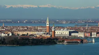 Incredible view of the Dolomites from the Venice Lagoon