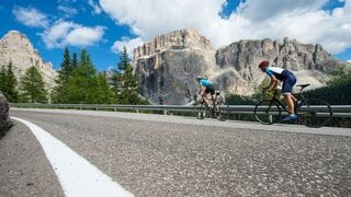 Cyclists exploring the Dolomites