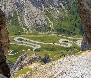 Cycling on the famous Passo Pordoi