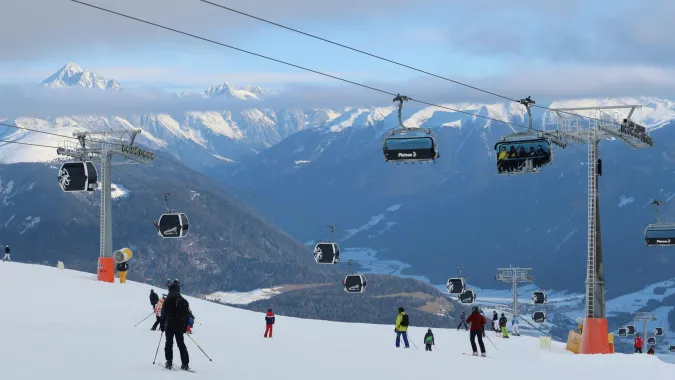 Ski in the Kronplatz resort in the heart of the Dolomites