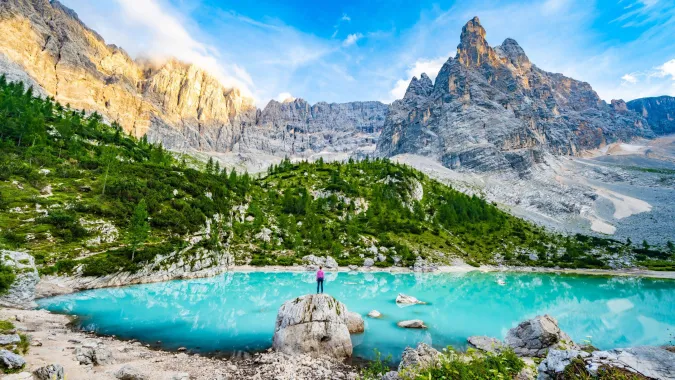 Sorapis lake in Cortina d Ampezzo Dolomites