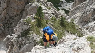 Via ferrata in the dolomites italian alps
