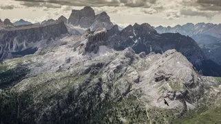 Lagazuoi panorama over 5 Torri and Croda da Lago near Cortina d’Ampezzo.
