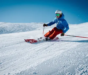 Skier on a Dolomites slope