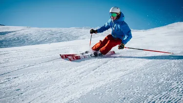 Skier on a Dolomites slope