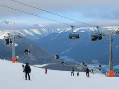 Skier on Plan de Corones (Kronplatz), Dolomites—Val Pusteria