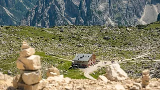 Rifugio Lavaredo, mountain hut, Auronzo di Cadore, Dolomites, Italy