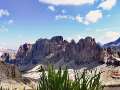 View from Rifugio Lagazuoi on the mountains direction Val Badia, Dolomites