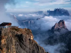 Mountain hut Lagazuoi, Passo Falzarego, Cortina Ampezzo, Dolomites, Veneto