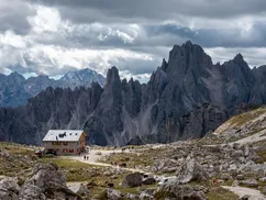 Rifugio Lavaredo at the 3 Cime with view on the Cadini Dolomites