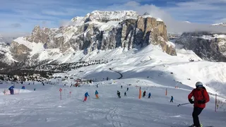 Skiing Sellaronda Passo Sella Val Gardena Dolomites