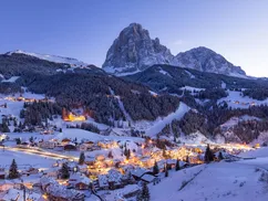 Winter view of Santa Cristina, Val Gardena, Dolomites, Italian Alps