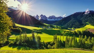 Val di Funes, Dolomites in a Summer sunny day, Italy