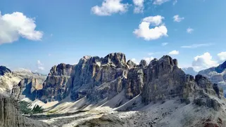Stunning view of the Dolomites in a sunny day, South Tyrol, Italy