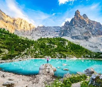 Sorapis lake in Cortina d Ampezzo Dolomites