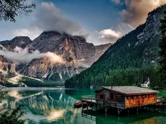 Braies Lake, Val Pusteria, Dobbiaco, Dolomites, Italy