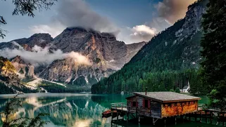 Braies Lake, Val Pusteria, Dobbiaco, Dolomites, Italy