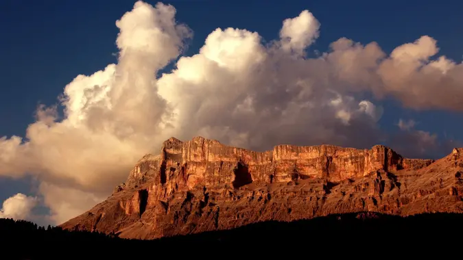 Enrosadira sul Sasso Croce nelle Dolomiti dell'Alta Badia