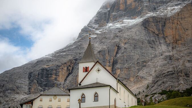 The Church of Santa Croce and the adjoining refuge in Alta Badia