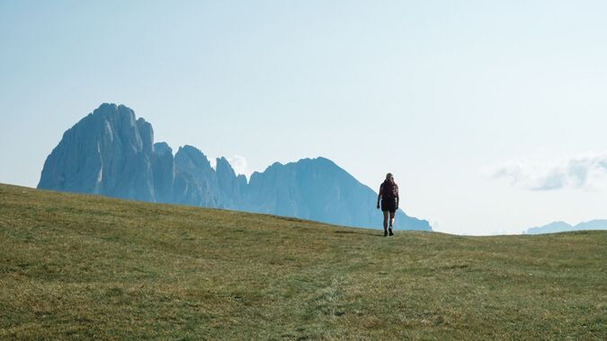 Walking on the wonderful meadows of the Dolomites