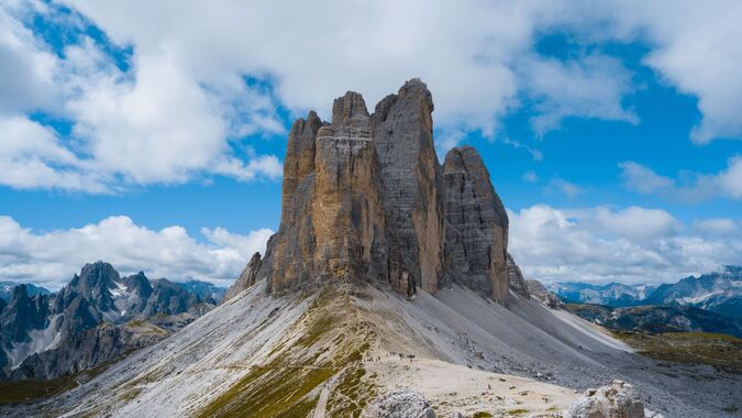 The unmistakable peaks of the Tre Cime di Lavaredo
