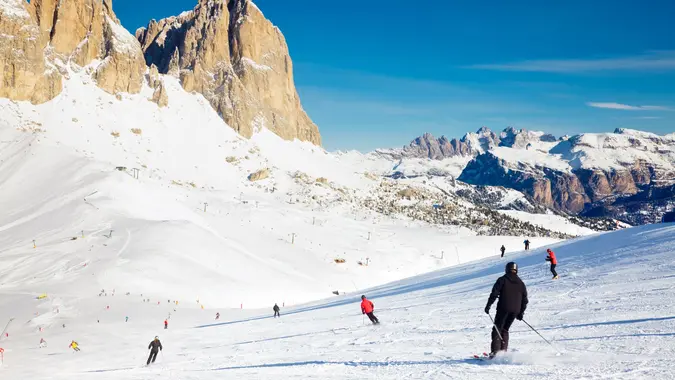 Ski slopes Sella Pass, Dolomiti Superski