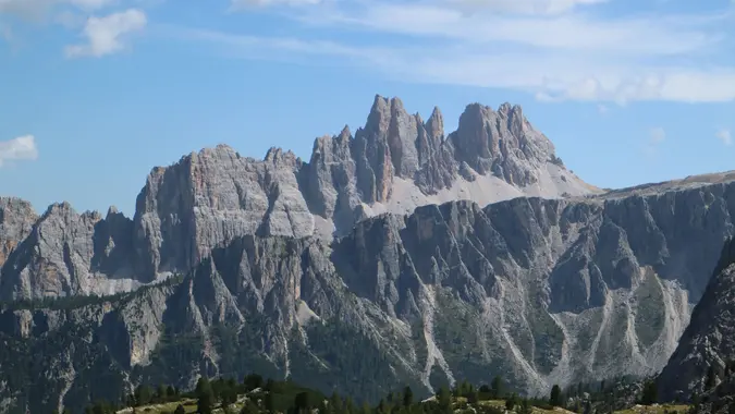 Croda da Lago and the Lastoi del Formin from Passo Giau