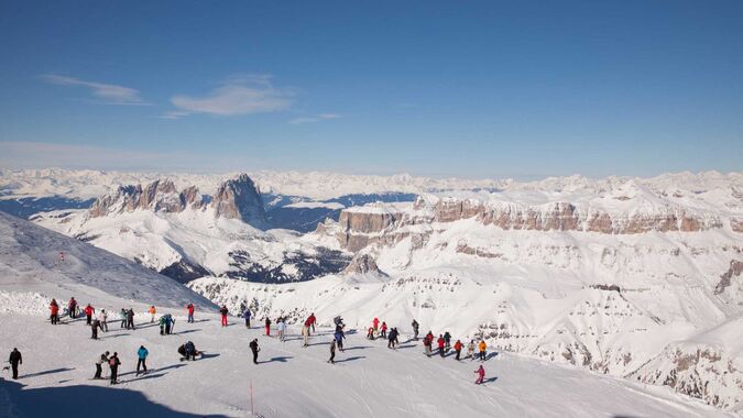 Winter view from the Marmolada glacier in the Dolomites