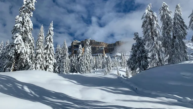 Sasso Croce in veste invernale in Val Badia