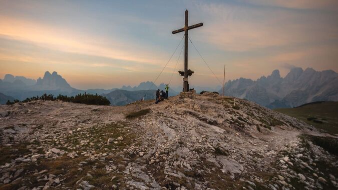 Sun rising at Plaetzwiese in the Dolomites