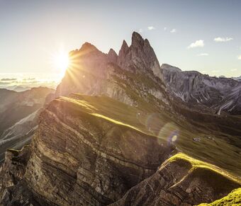 Il sorgere del sole visto dal Seceda in Val Gardena