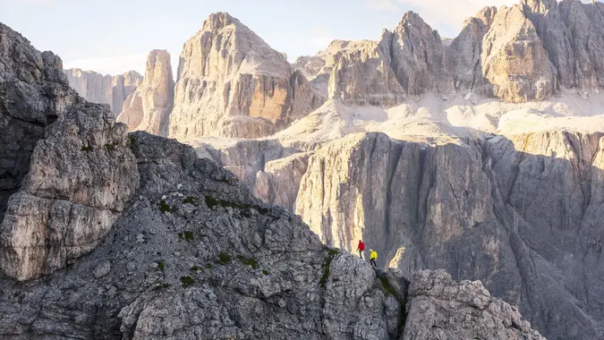 Climbing the Cir peak in the Puez-Odle park