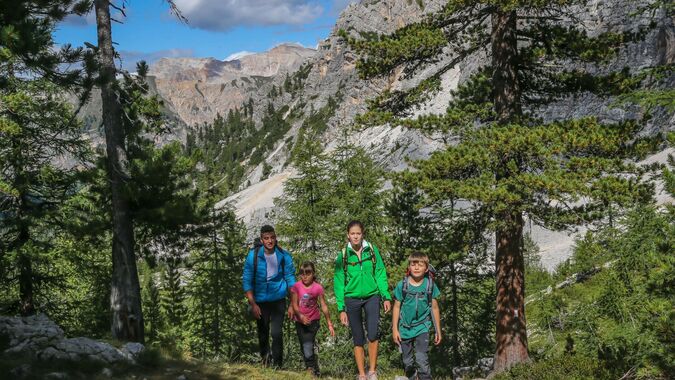 Family trekking in the Dolomites
