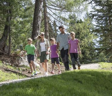 Family in the forests of South Tyrol