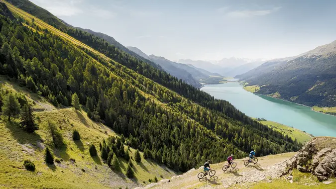 Mountain bike at Reschensee