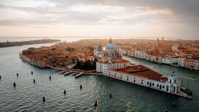 Aerial overview of the city of Venice