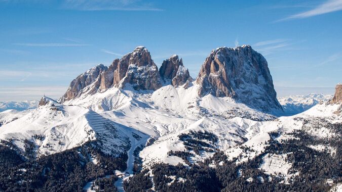 The Saslong and the Sasso Piatto in the Dolomites